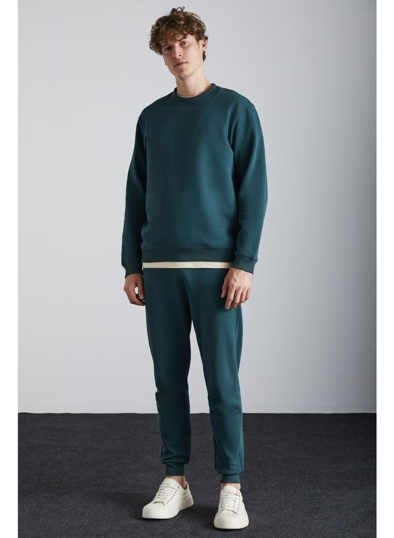 GRIMELANGE Adens Men's Regular Soft Premium Fabric 3 Yarn Ribbed Elastic Leg Green Sweatpants - Image 4